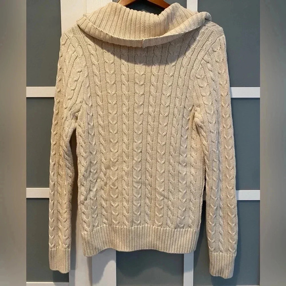 Jeanne Pierre Women’s 100% Cotton Cable Knit Cowl-neck Ivory Sweater EUC Medium. - Picture 6 of 8